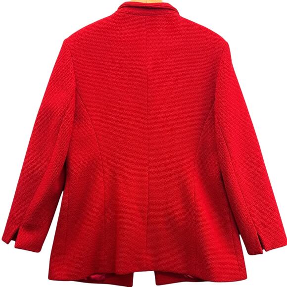 Talbots Wool Tweed Ruby Red Pea Coat Women 14 - Picture 3 of 8